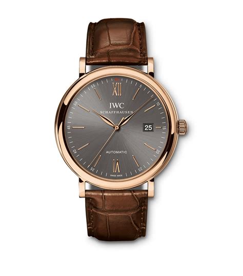 iwc schaffhausen rose gold watch.